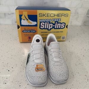 Skechers White Hands Free Slip-Ins Womens Sneakers